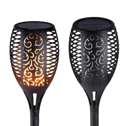 Solar-Powered LED Flame Torch Light