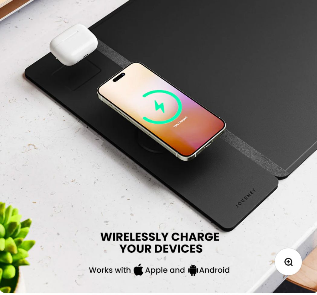 Desk Mat with Wireless Charging Station